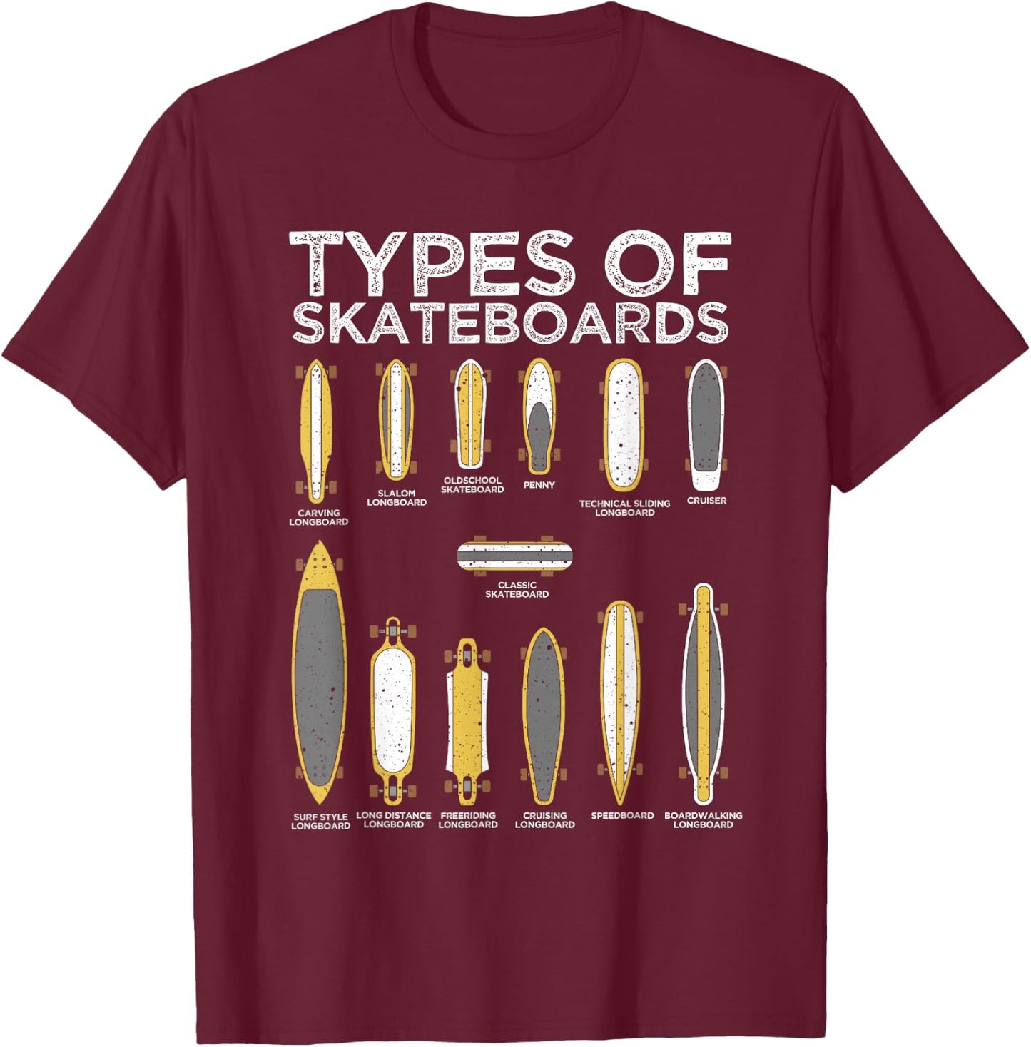 Cool Skateboard Art Women Skateboarder Skateboarding T-Shirt - T-Shirt | Maroon