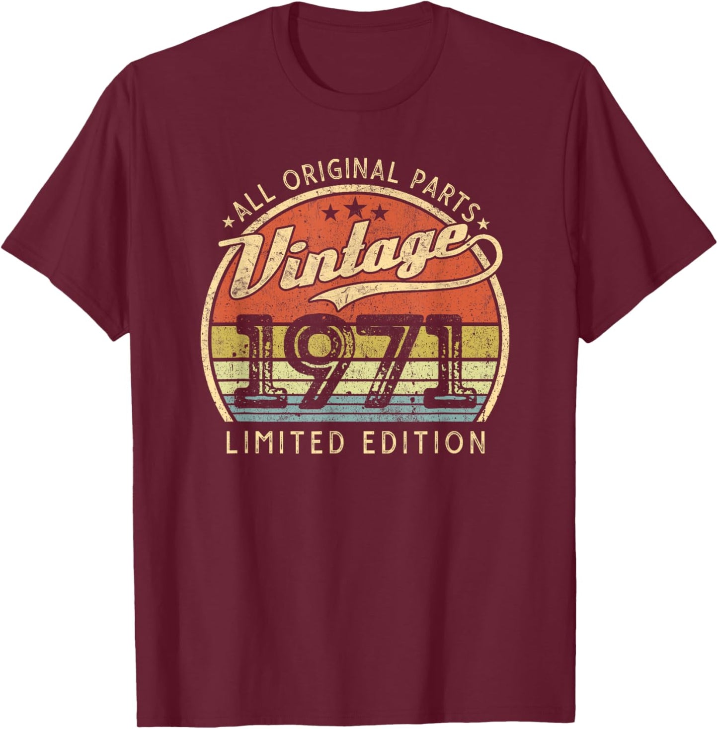 Vintage 1971 Limited Edition Retro Born in 1971 Herren Damen T-Shirt - T-Shirt | Maroon