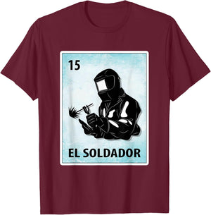 El Soldador Mexican Welder Cards T-Shirt - T-Shirt | Maroon