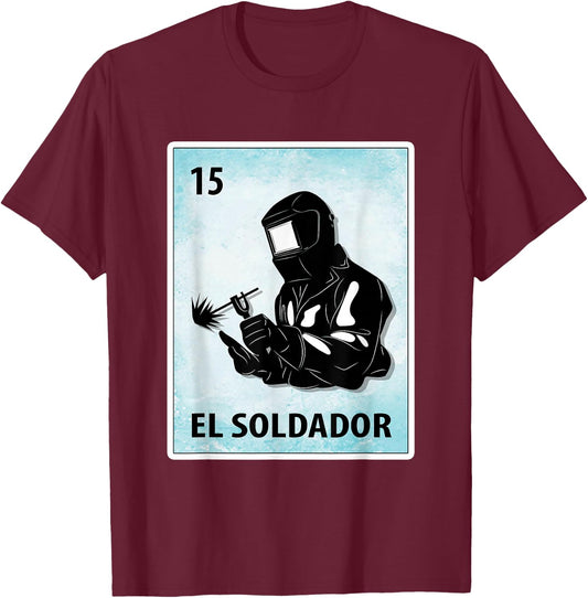El Soldador Mexican Welder Cards T-Shirt - T-Shirt | Maroon