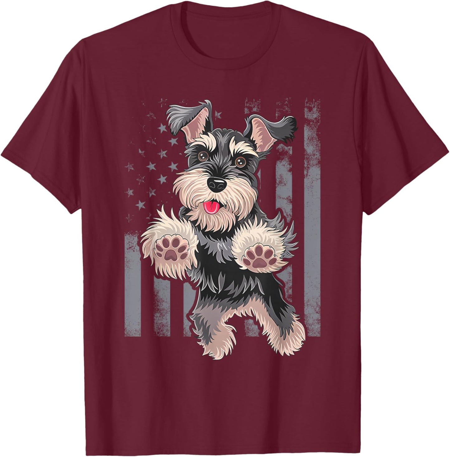 Miniature Schnauzer Dog Art Miniature Schnauzer T-Shirt - T-Shirt | Maroon