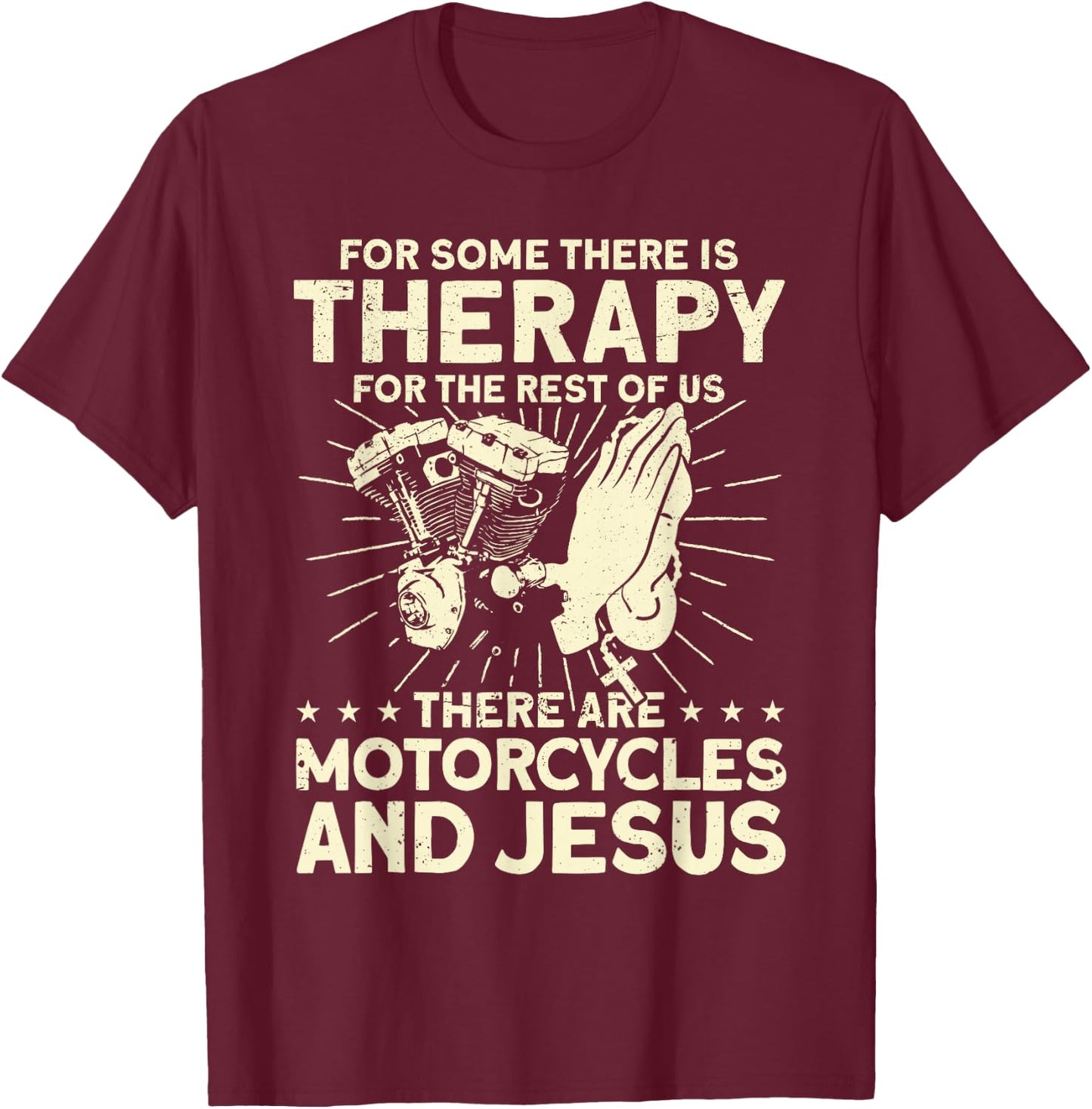Christian Motorcycle Biker Motorcycles And Jesus Faith T-Shirt - T-Shirt | Maroon