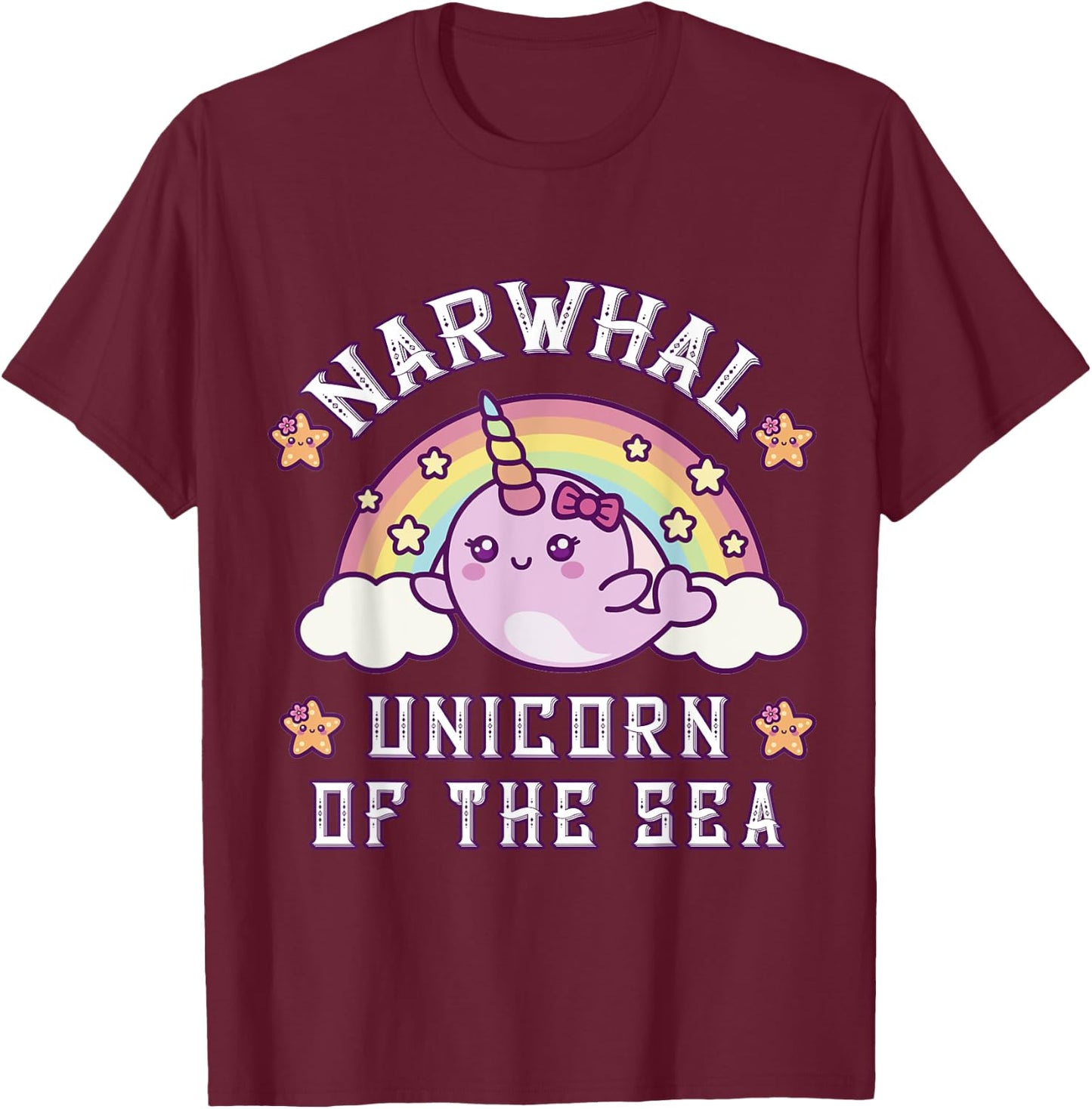 Unicorn Squad Narwhal T shirt Girls Kids Rainbow Unicorns T-Shirt - T-Shirt | Maroon