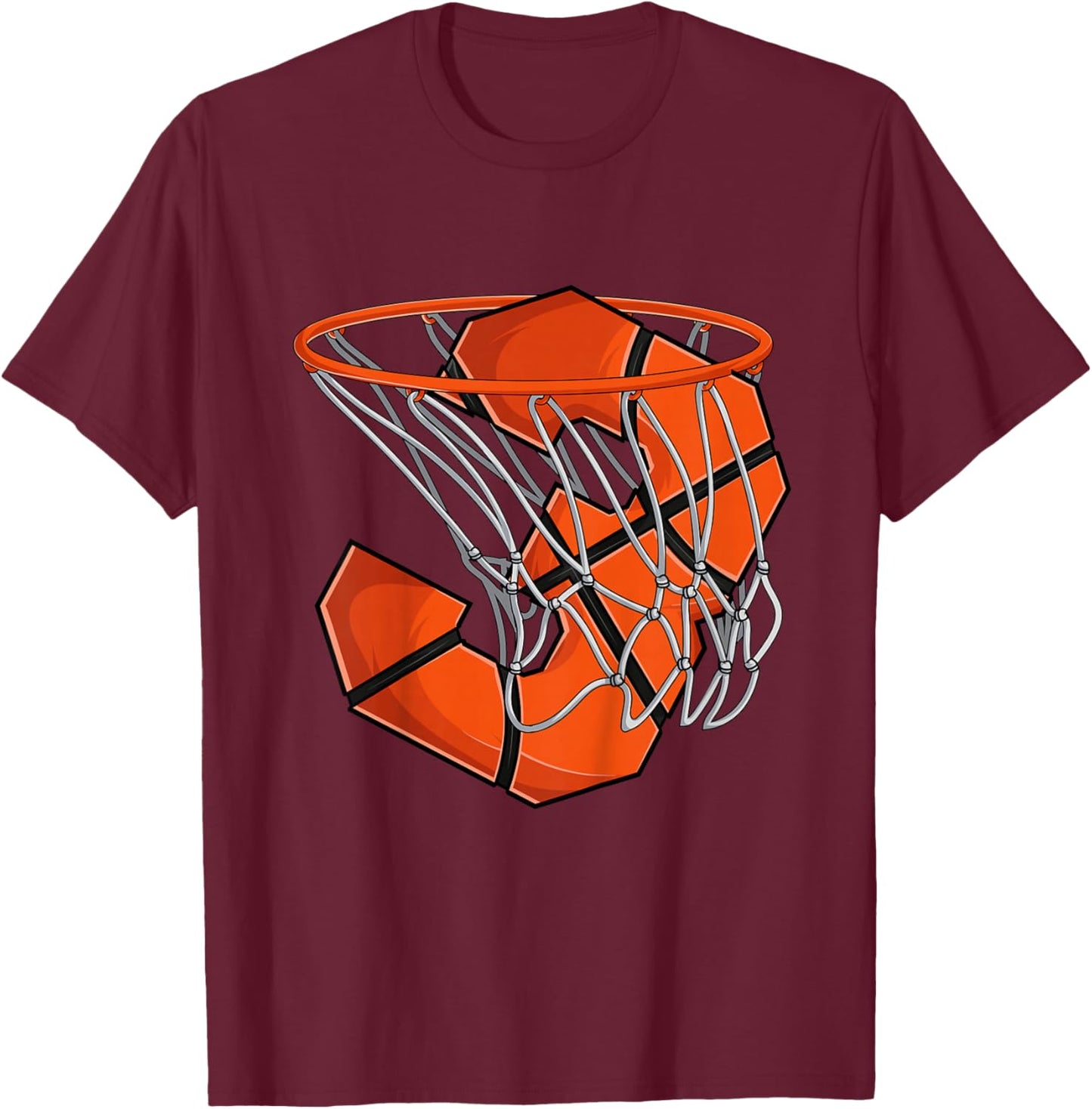 3rd Birthday Basketball Shirt Kids, Boys 3 Year Old Toddler T-Shirt - T-Shirt | Maroon