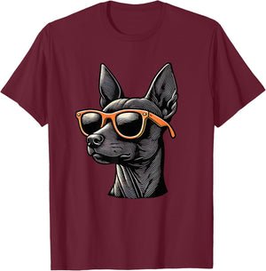 Retro Sunglasses Xoloitzcuintle Mexican Hairless Dog Xolo T-Shirt - T-Shirt | Maroon