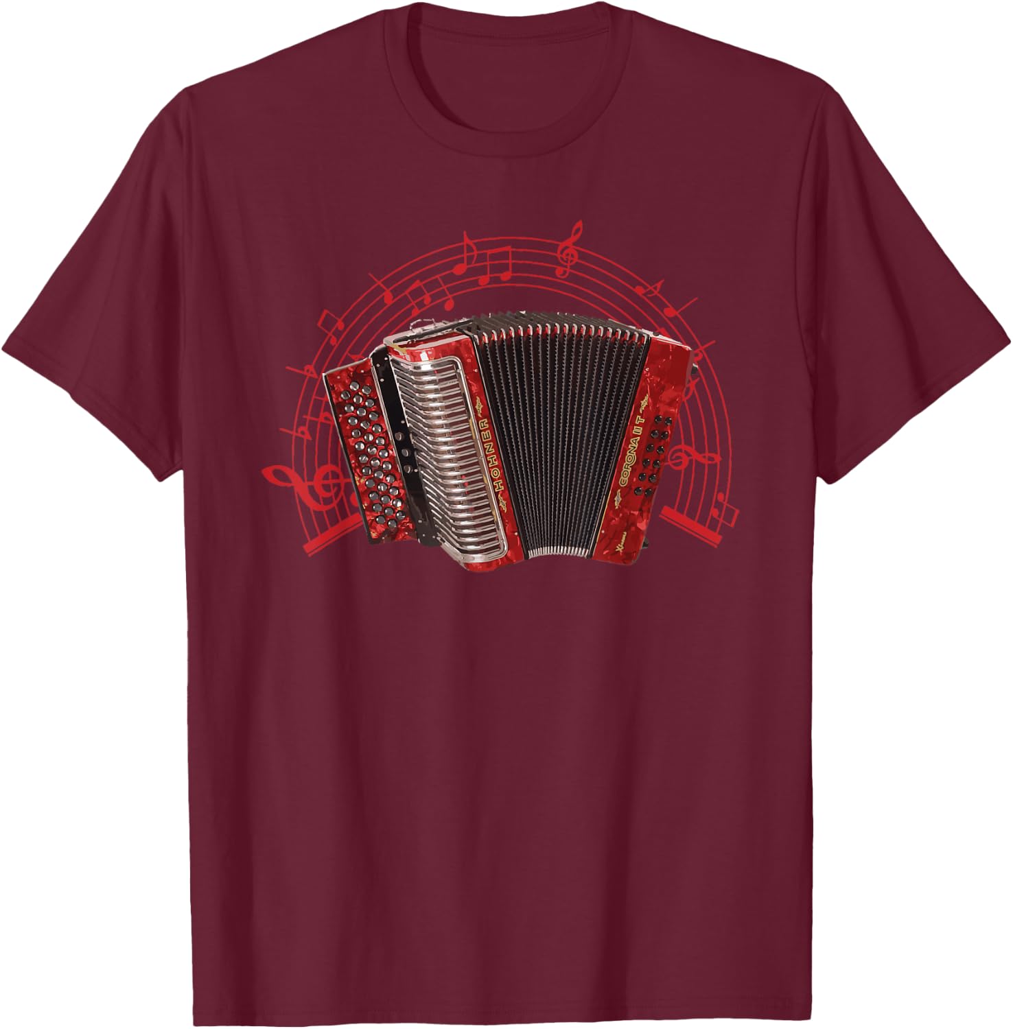 Retro Air Accordion Player Choir Musical Men Women Husband T-Shirt - T-Shirt | Maroon