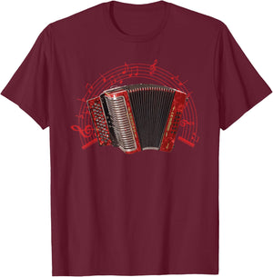 Retro Air Accordion Player Choir Musical Men Women Husband T-Shirt - T-Shirt | Maroon
