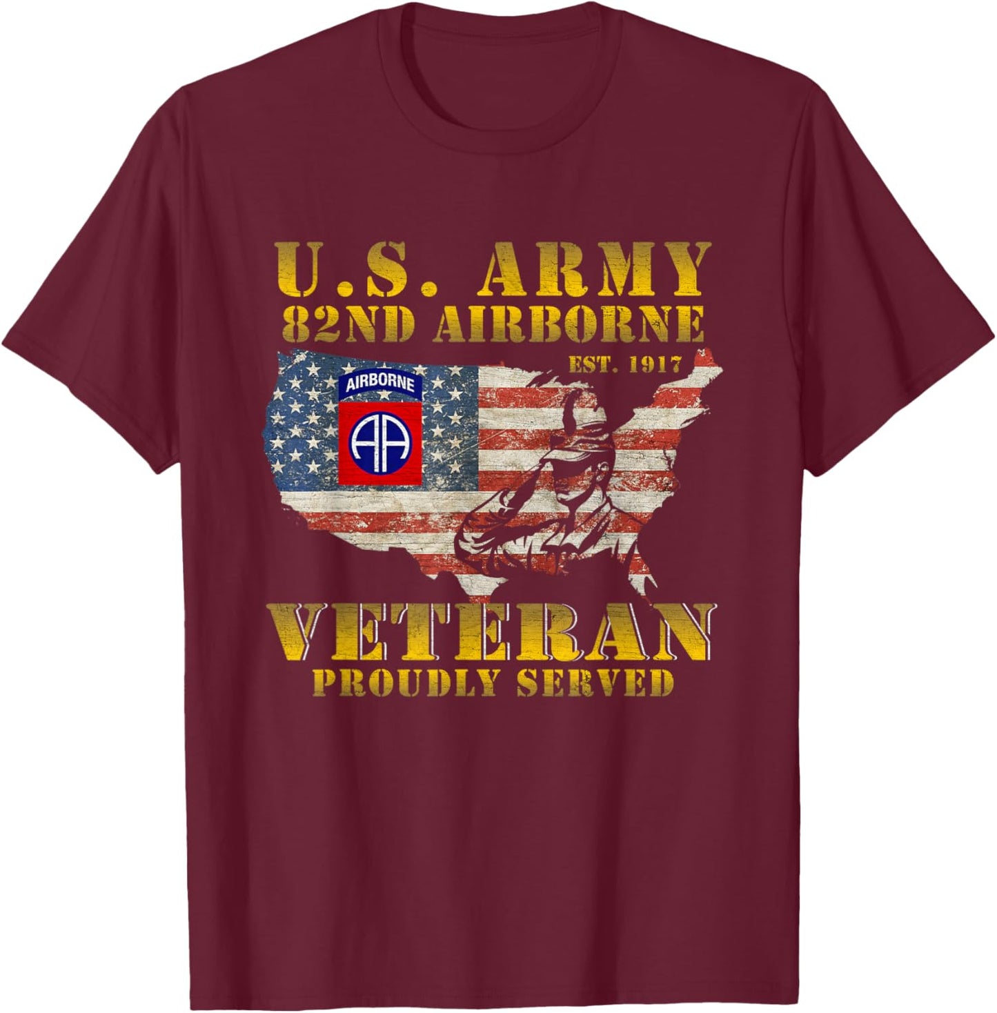 82nd Airborne Division Death From Above Fort Bragg Veteran T-Shirt - T-Shirt | Maroon