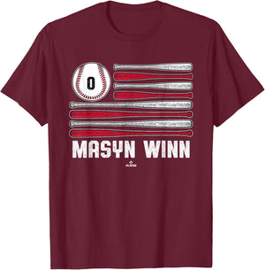 Baseball American Flag Masyn Winn St Louis Baseball MLBPA T-Shirt - T-Shirt | Maroon