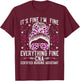It’s Fine I'm Fine Everything Fine CNA - Messy Bun CNA Nurse T-Shirt - T-Shirt | Maroon