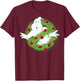 Ghostbusters Classic Logo Christmas Wreath Graphic T-Shirt - T-Shirt | Maroon