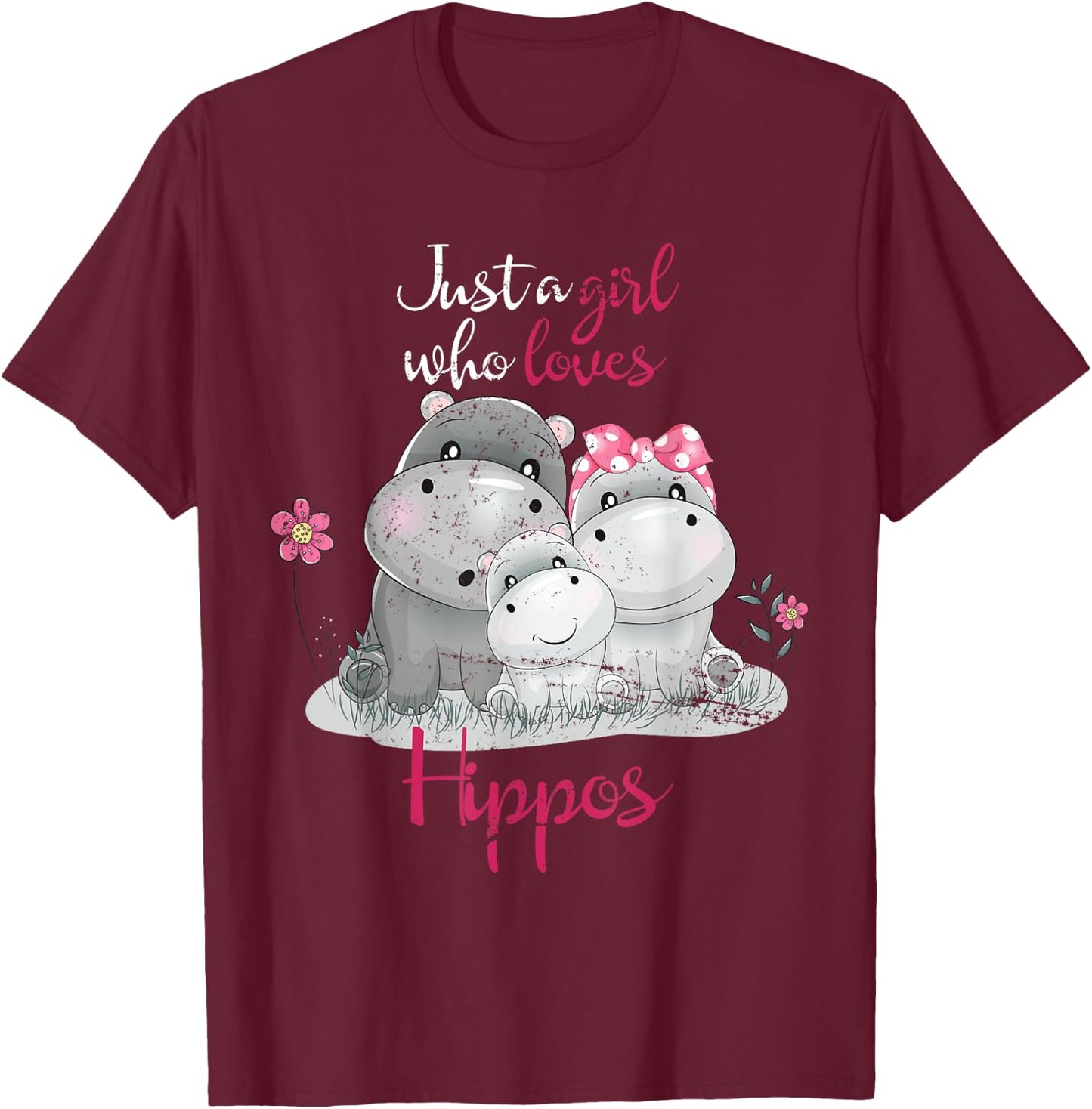 Just A Girl Who Loves Hippo T-Shirt - T-Shirt | Maroon