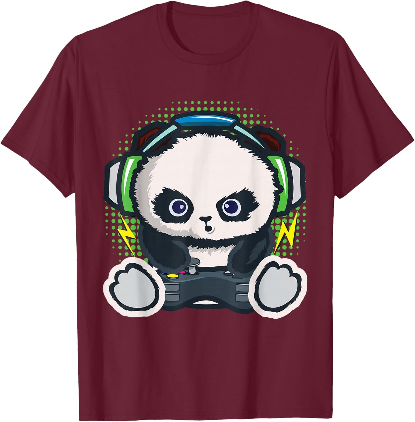 Gamer Shirt Boys Children Gaming Gift Panda Gamer T-Shirt - T-Shirt | Maroon