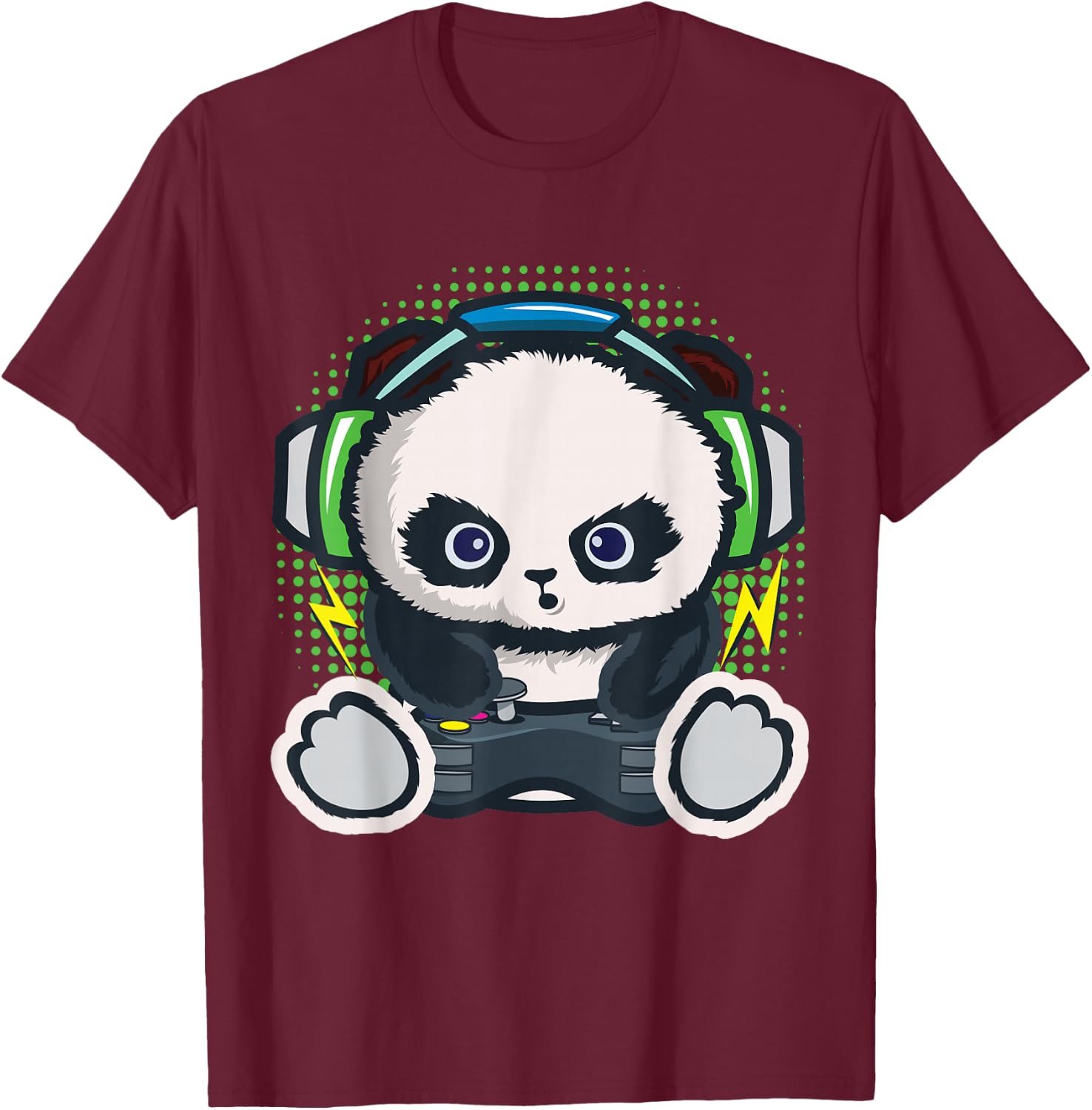 Gamer Shirt Boys Children Gaming Gift Panda Gamer T-Shirt - T-Shirt | Maroon