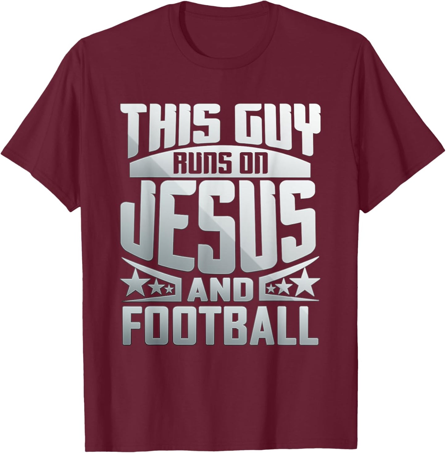 This Guy Runs On Jesus And Football T-Shirt - T-Shirt | Maroon