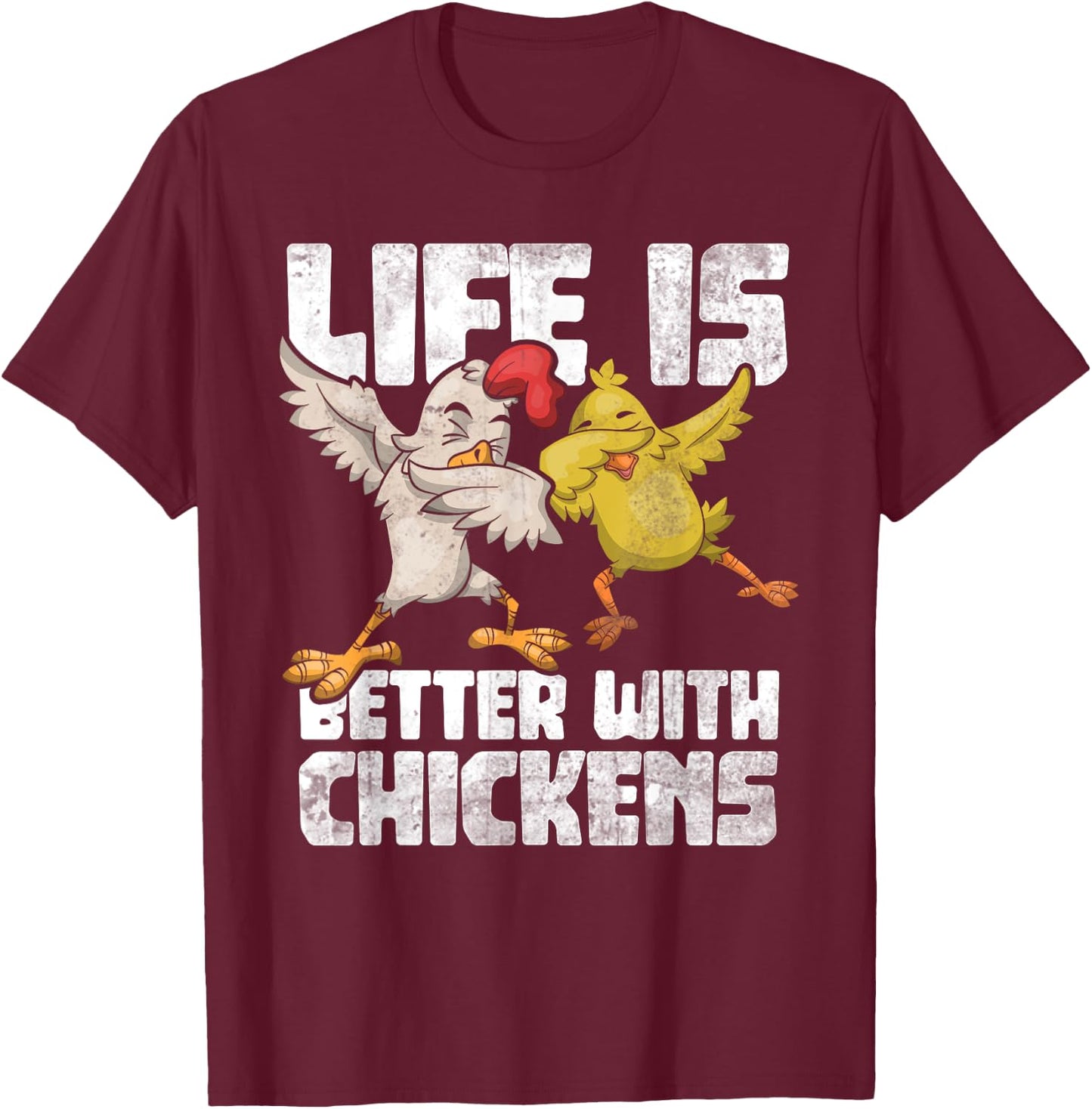 Funny Animal Farmer Kids Dabbing Rooster Dab Hen Chicken T-Shirt - T-Shirt | Maroon