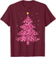 Breast Cancer Christmas Santa Hat Pink Ribbon Xmas Tree T-Shirt - T-Shirt | Maroon