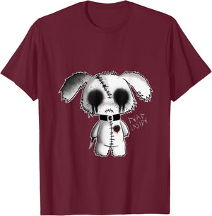 Bunny Goth Holding Knife Kawaii Creepy Bunny Halloween Fun T-Shirt - T-Shirt | Maroon