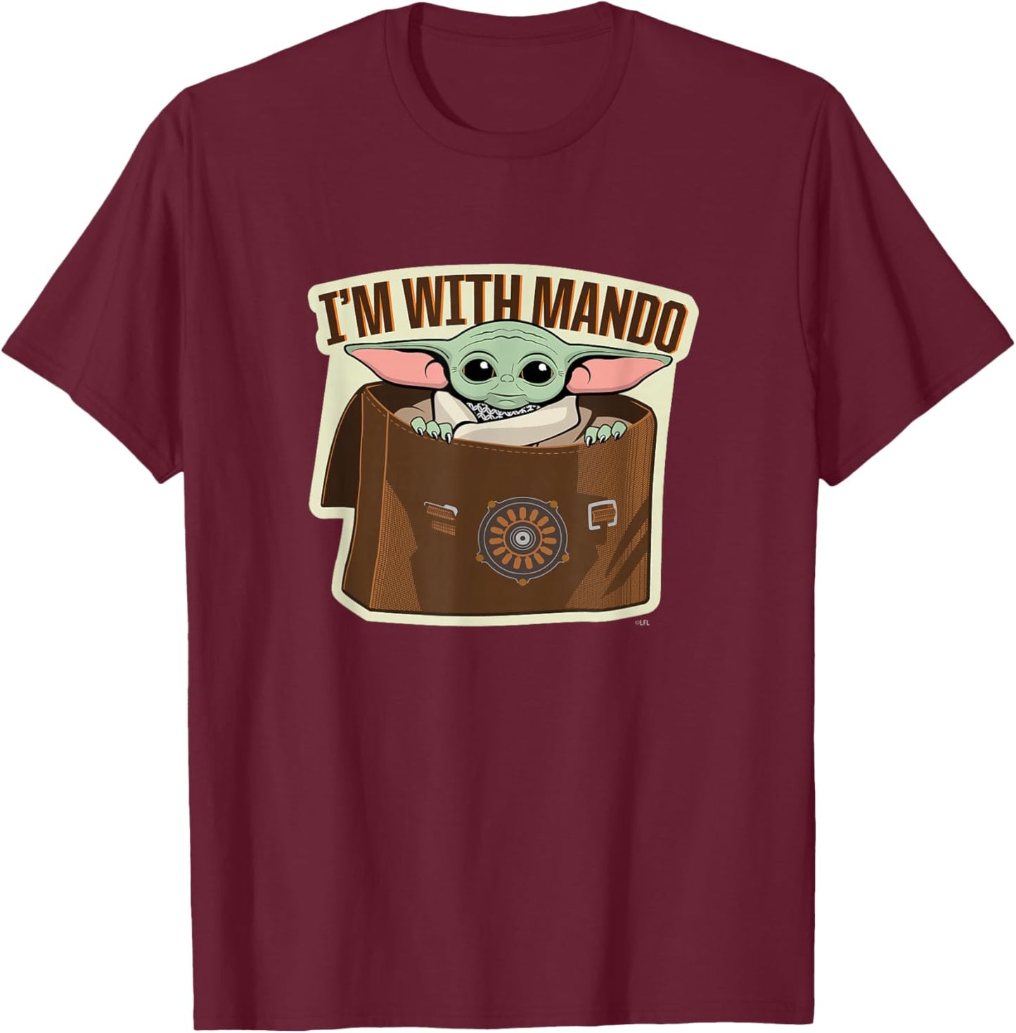 Star Wars The Mandalorian Season 3 Grogu I'm With Mando T-Shirt - T-Shirt | Maroon