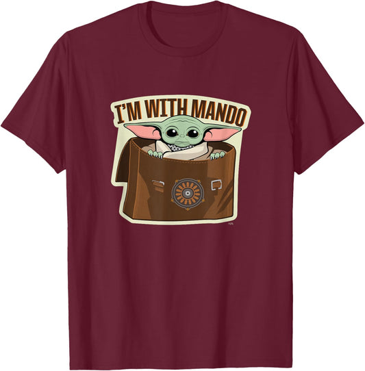 Star Wars The Mandalorian Season 3 Grogu I'm With Mando T-Shirt - T-Shirt | Maroon