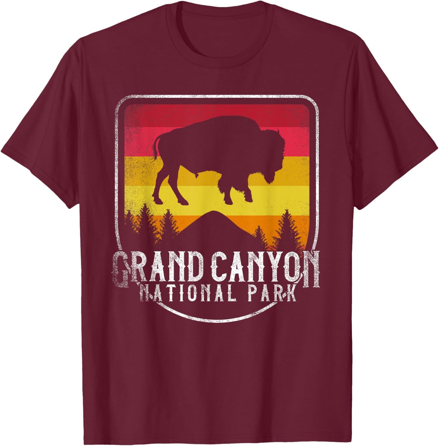 Grand Canyon National Park Retro Vintage Distressed T-Shirt - T-Shirt | Maroon
