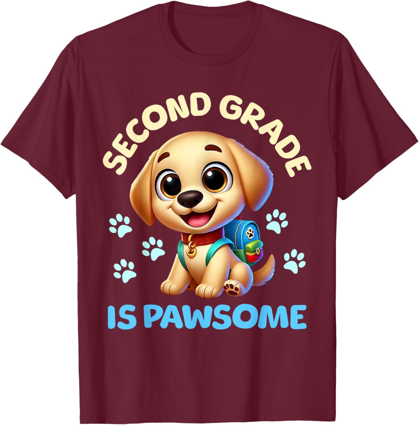 First Day Of School Puppy Dog Second Grade T-Shirt - T-Shirt | Maroon