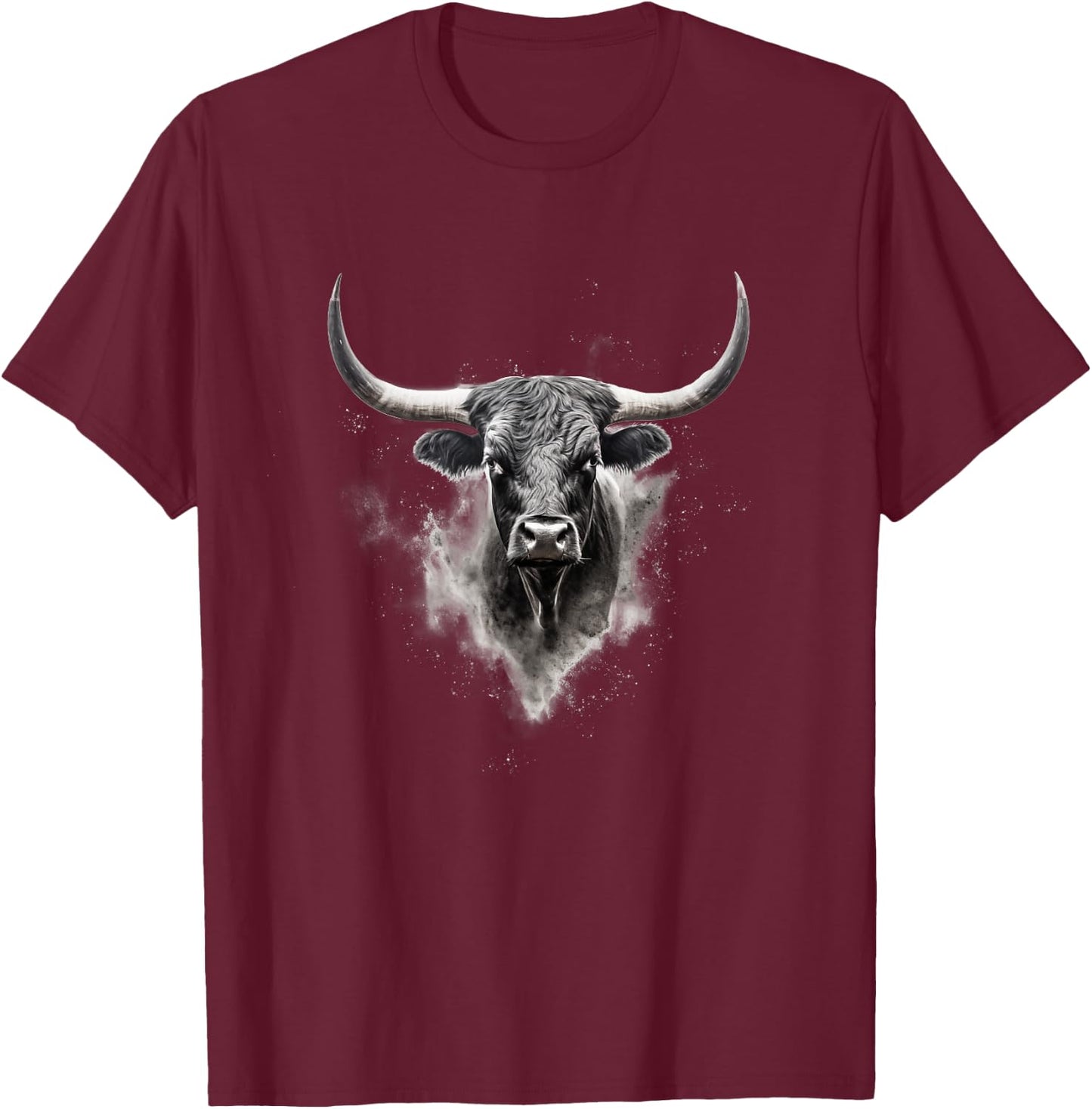 Majestic Bull Head Art: Bold Western Style Statement T-Shirt - T-Shirt | Maroon