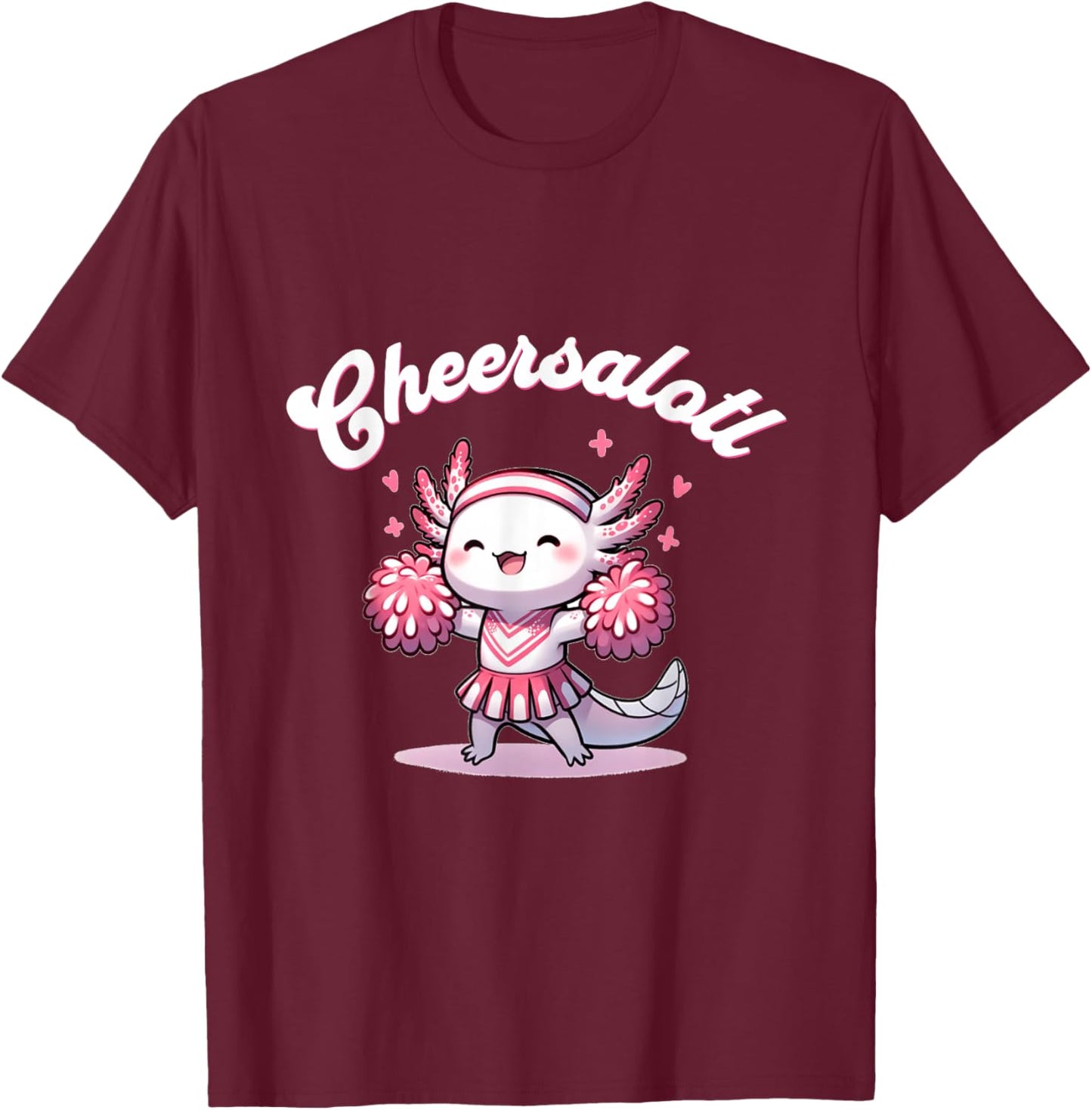 Cute Axolotl Cheerleader T-Shirt - T-Shirt | Maroon