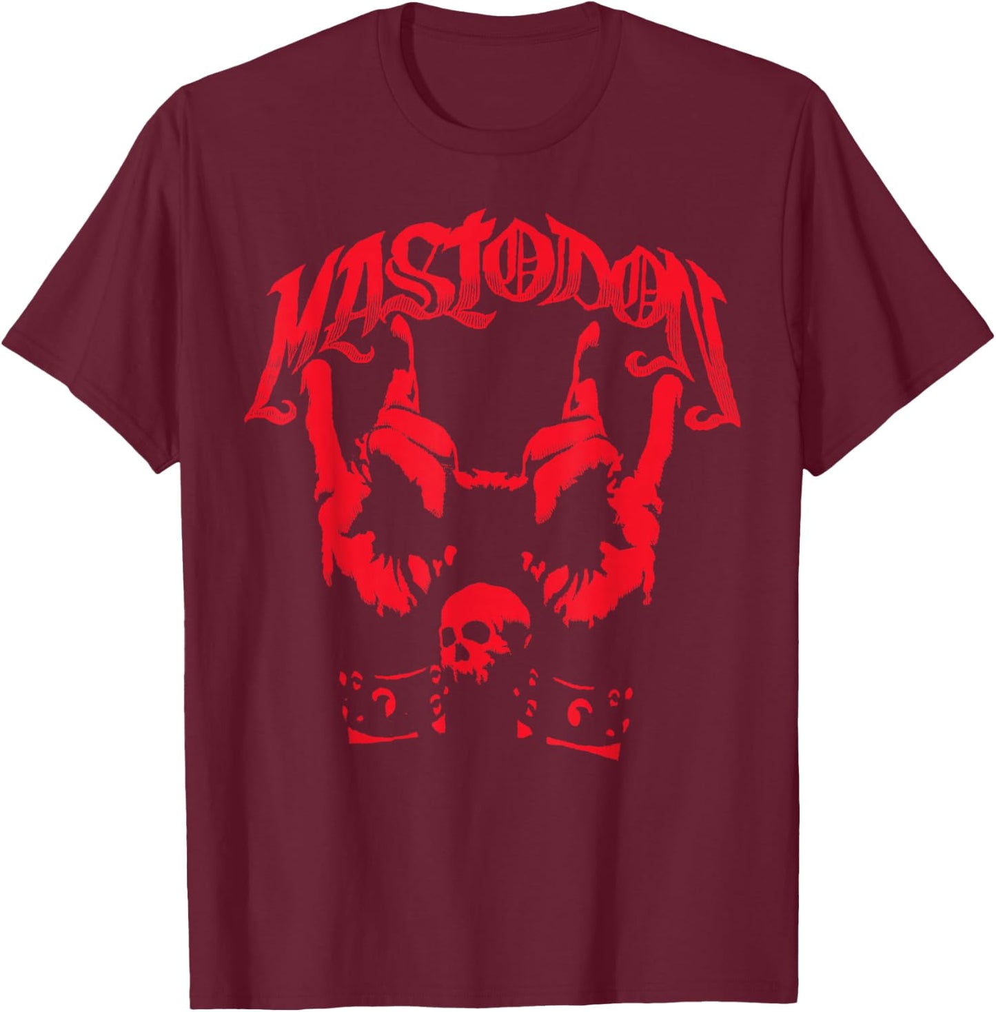 Mastodon – Devil Horns Adult T-Shirt - T-Shirt | Maroon