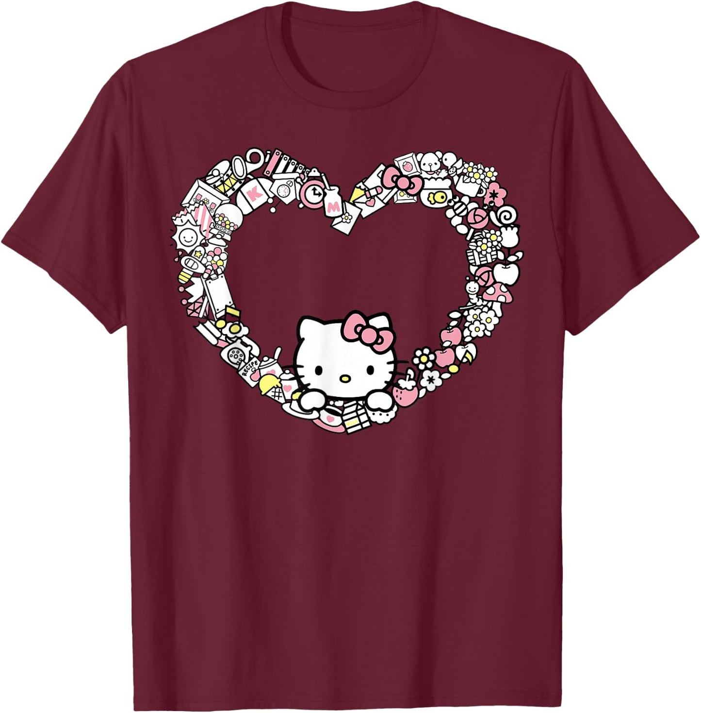 Hello Kitty Heart Favorite Things T-Shirt - T-Shirt | Maroon