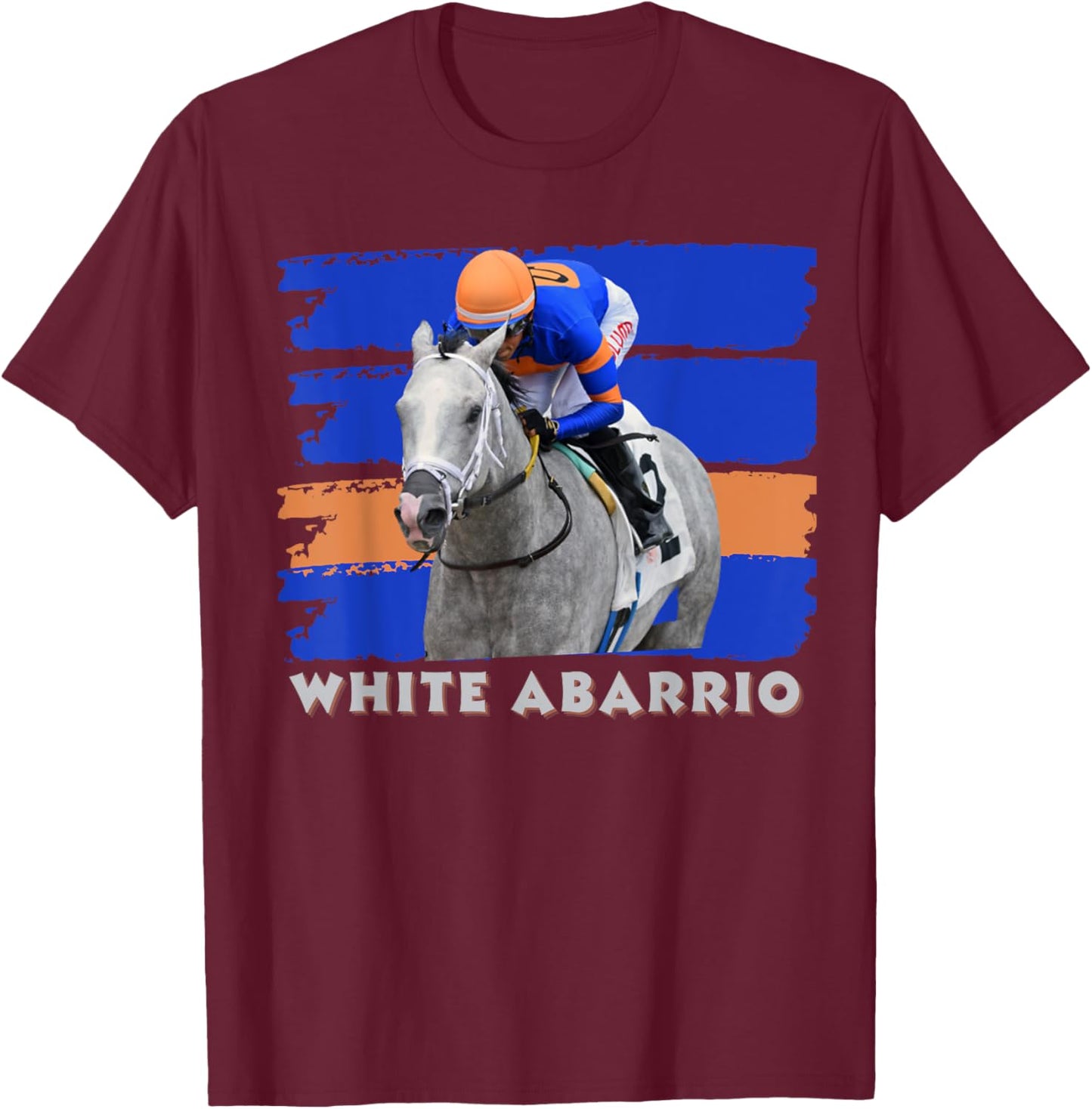 White Abarrio Horse, Horse Racing, Del Mar, Santa Anita T-Shirt - T-Shirt | Maroon
