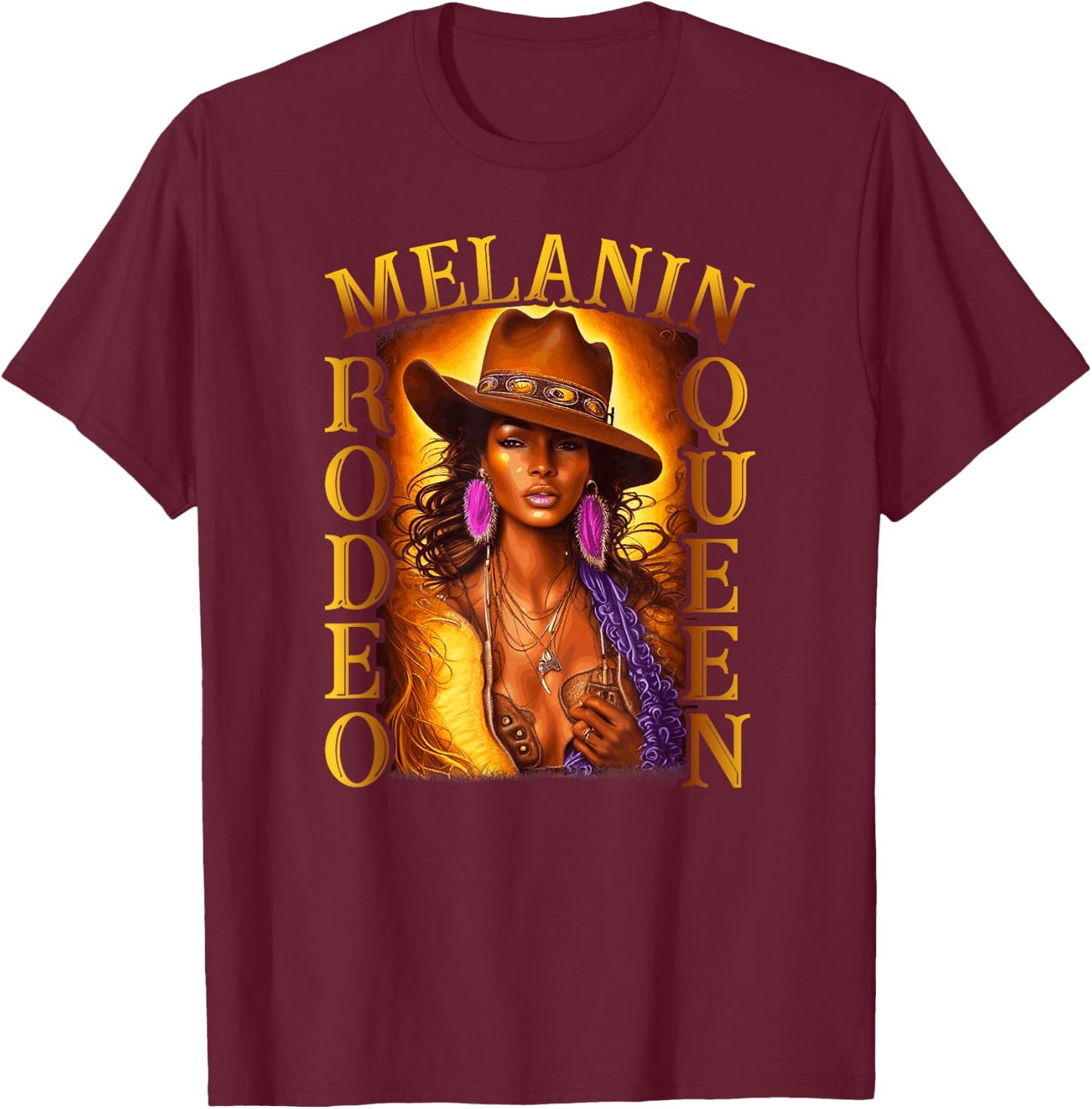 Melanin Rodeo Queen Country African American Cowgirl T-Shirt - T-Shirt | Maroon