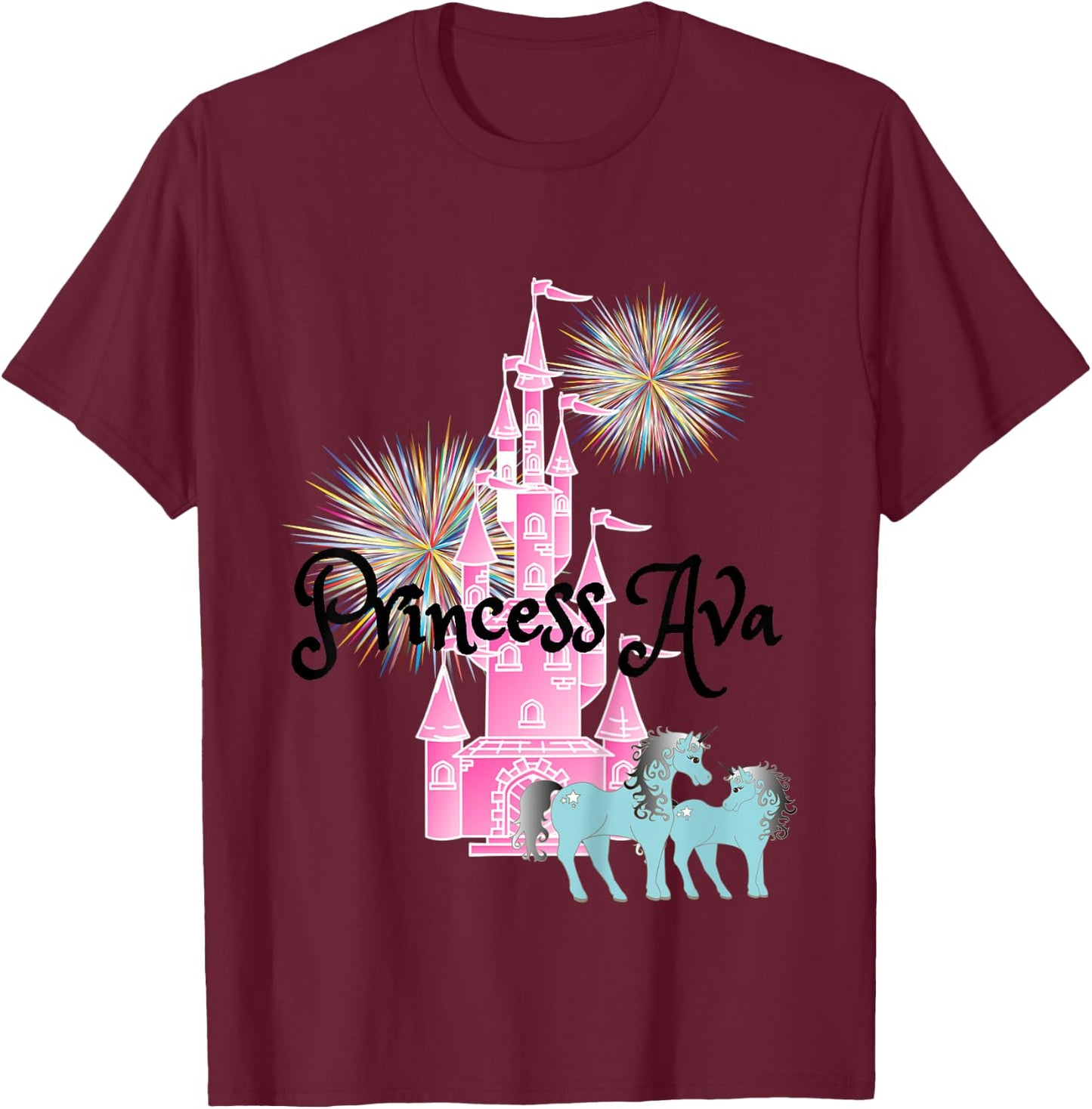 Kids Princess Ava Name Girls Personalized Custom T-Shirt - T-Shirt | Maroon