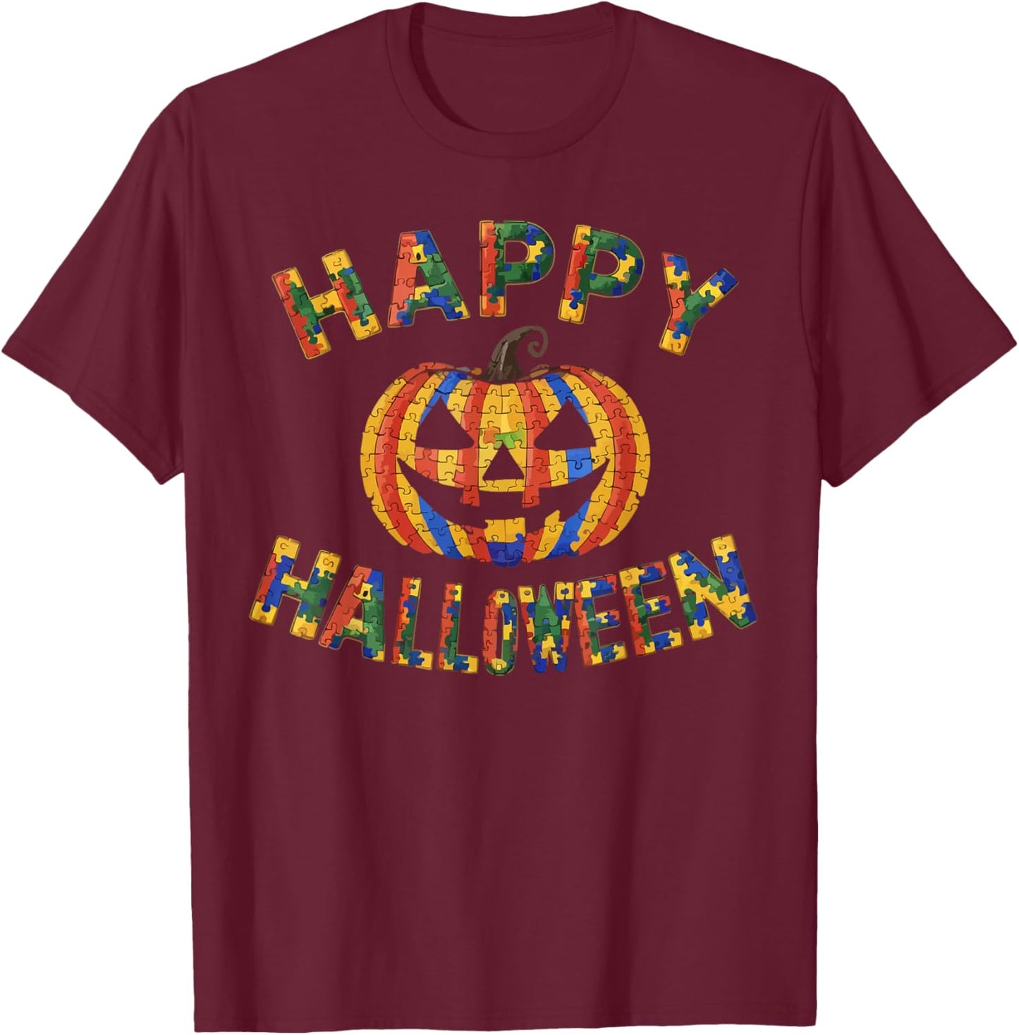 Support Autism Halloween Spooky Autistic Trick Or Treat T-Shirt - T-Shirt | Maroon