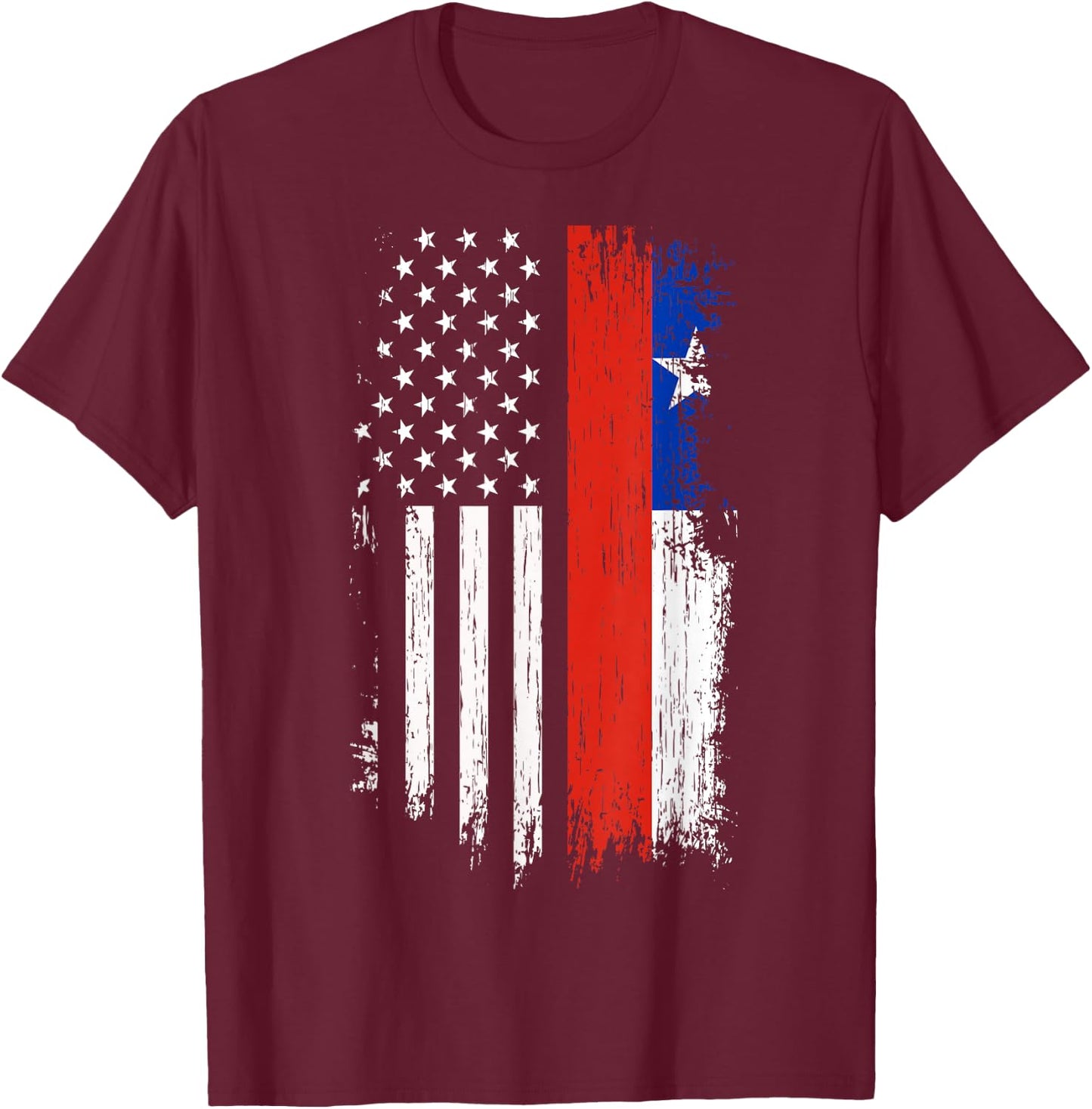 Chilean American Flag - Pride Chile USA Shirt T-Shirt - T-Shirt | Maroon