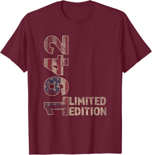 83th Birthday Gift men Vintage born 1942 turning 83 Year Old T-Shirt - T-Shirt | Maroon