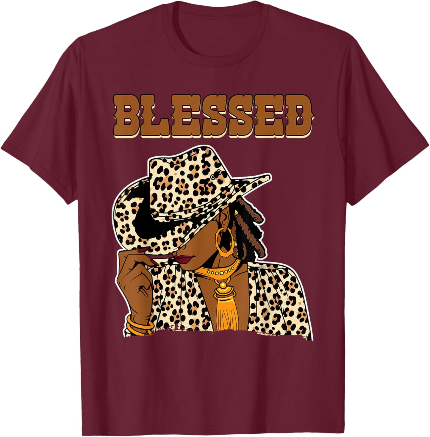 Blessed Cowgirl Black Western Swag African Christian Woman T-Shirt - T-Shirt | Maroon