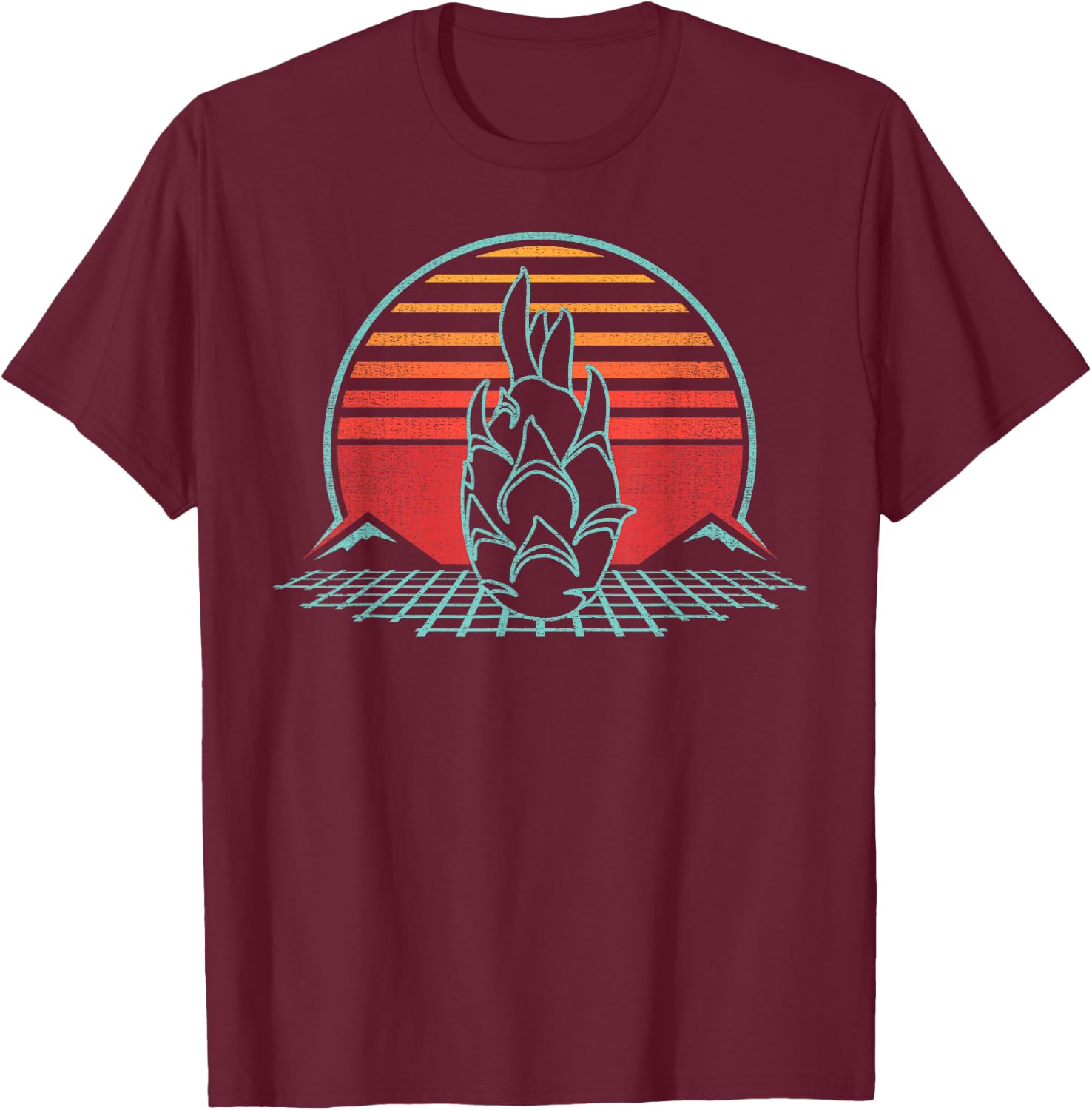 Dragon Fruit Retro Vintage 80s Style T-Shirt - T-Shirt | Maroon