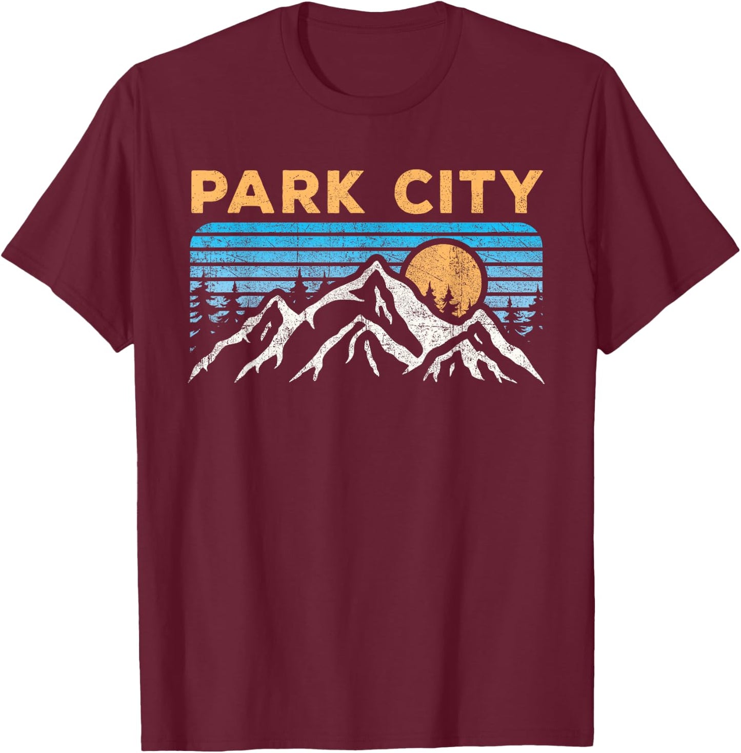 Vintage Park City Utah Retro Mountain Hiking Souvenir T-Shirt - T-Shirt | Maroon