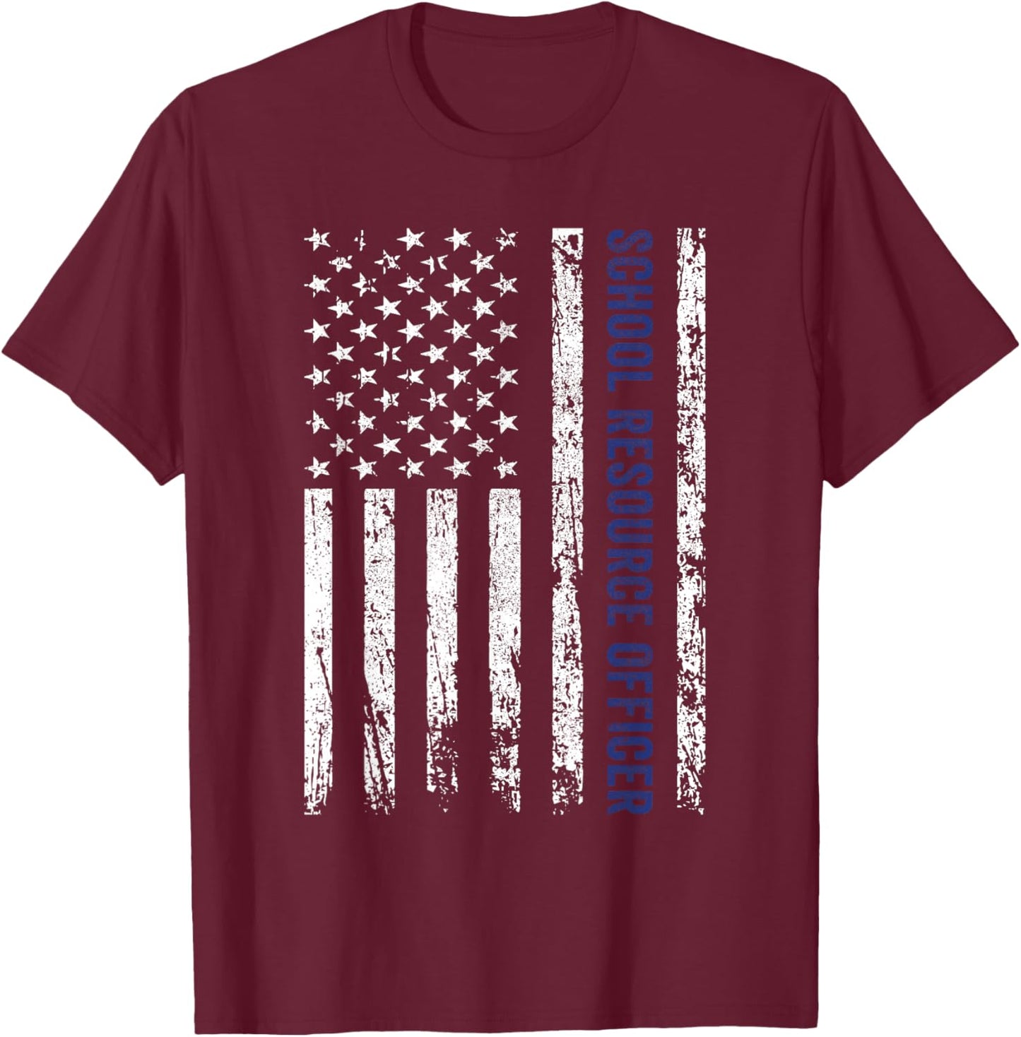 School Resource Officer SRO USA Flag T-Shirt - T-Shirt | Maroon