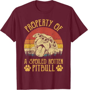 Property Of A Spoiled Rotten Pit Bull Pitbull Lovers T-Shirt - T-Shirt | Maroon