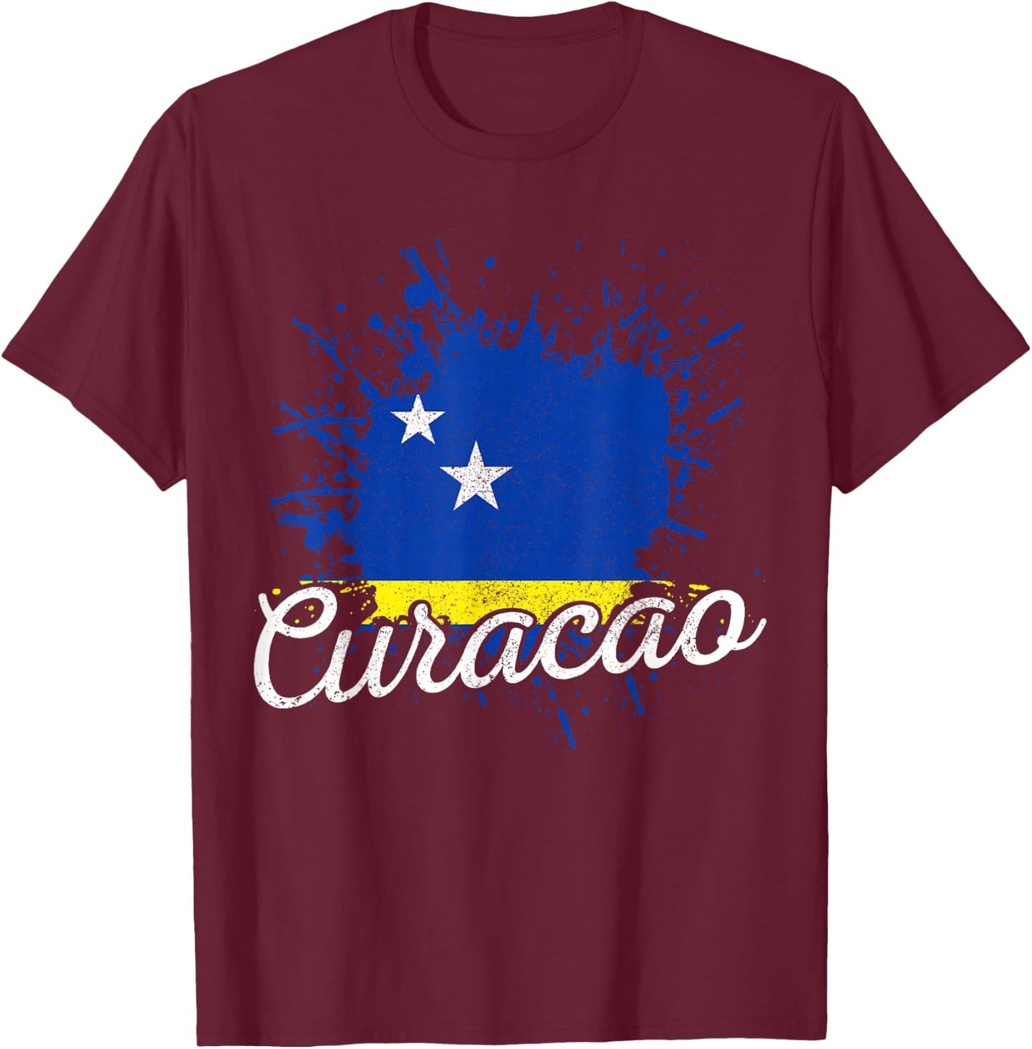 Curacao Flag Vintage Caribbean Souvenir T-Shirt - T-Shirt | Maroon