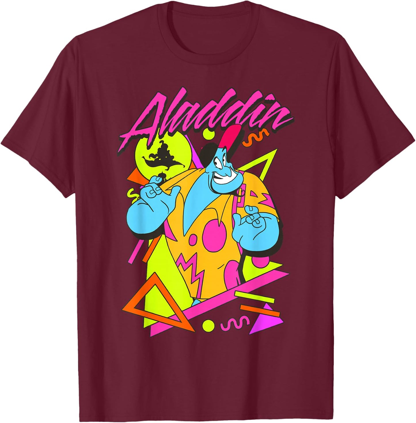 Disney Aladdin Genie 90's Style Retro Vintage Portrait T-Shirt - T-Shirt | Maroon