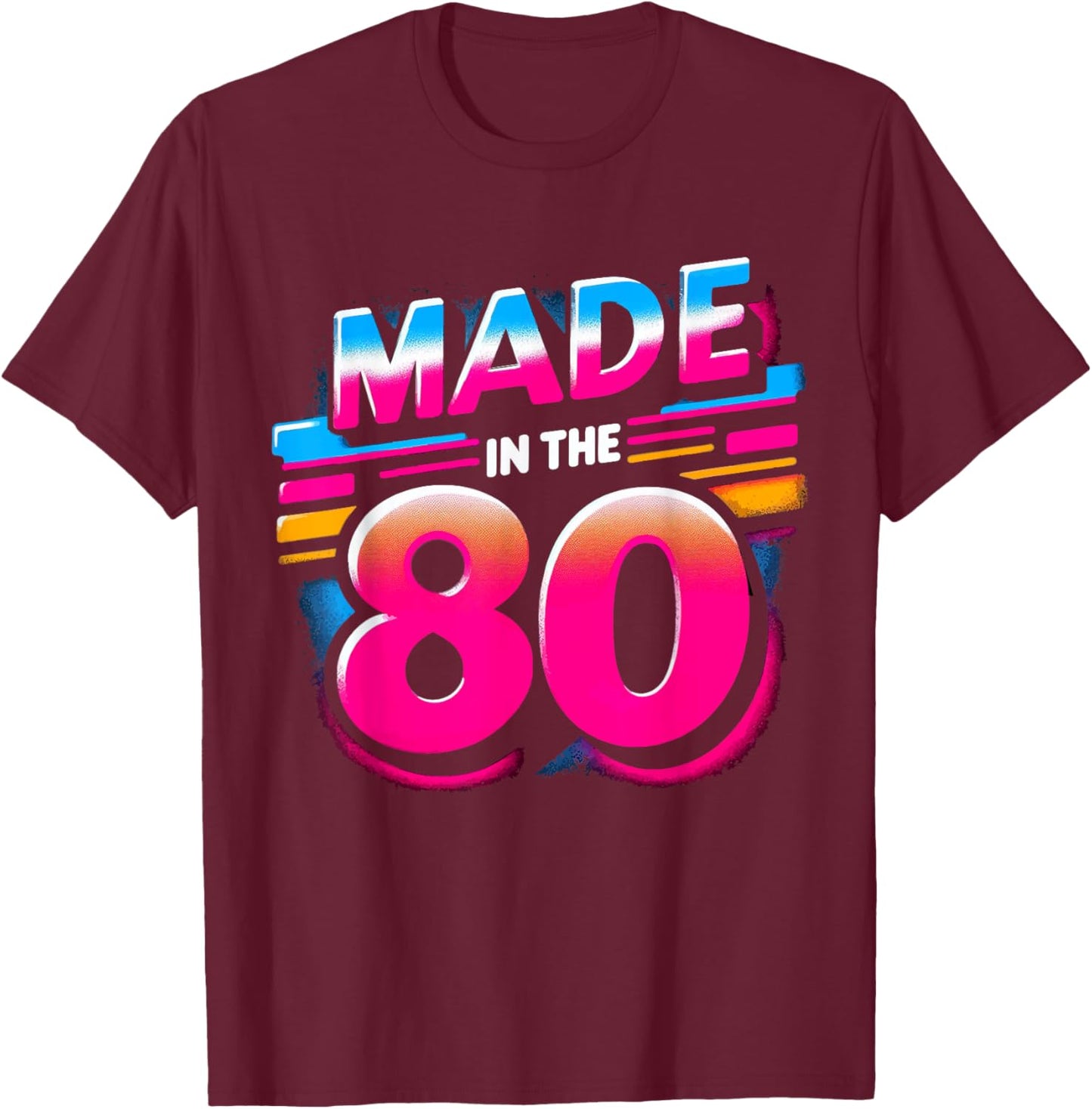 Made In The 80 1980s Retro Nineteen Eighties Vintage Music T-Shirt - T-Shirt | Maroon