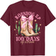 Rounding Up 100 Days Of School Pink Coquette Bow Teacher T-Shirt - T-Shirt | Maroon