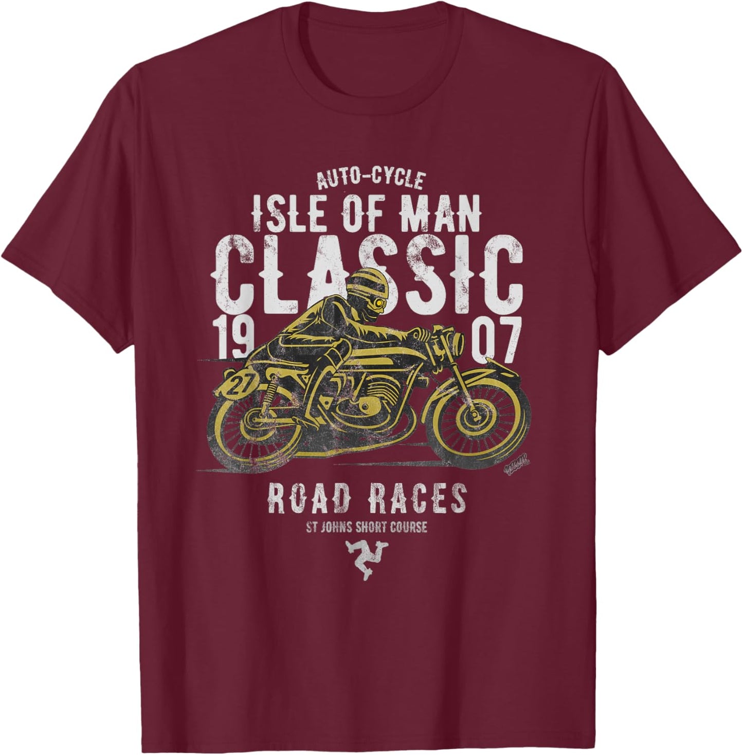 Isle of Man Manx Moto Race Vintage Biker Manx Classic T-Shirt - T-Shirt | Maroon