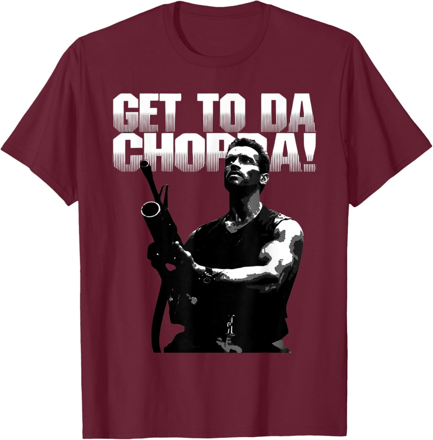 Da Choppa Black -Adults Classic Fit - Modern Movie Letter Print Short Sleeve - Small T-Shirt - T-Shirt | Maroon