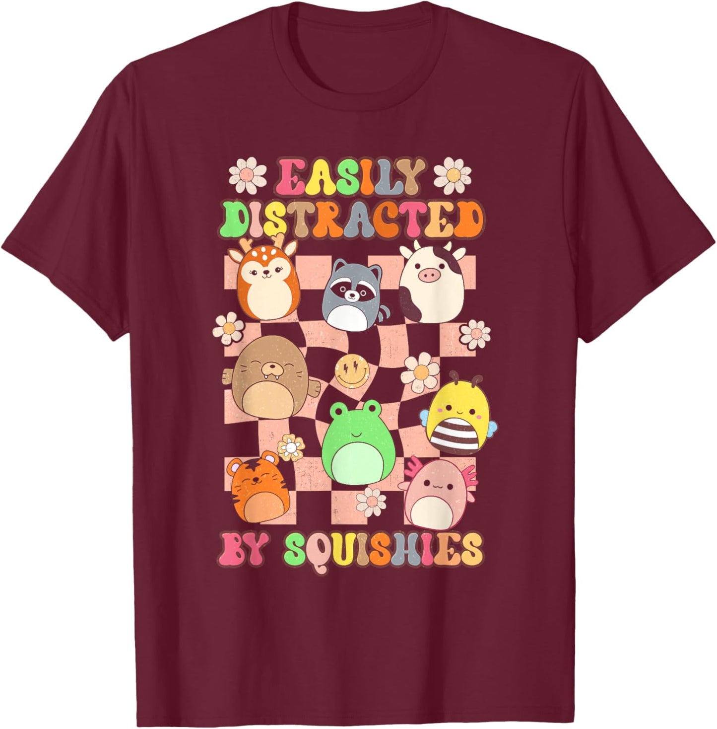 Girls Who Love Squishy Easily Distracted By Animal Squishies T-Shirt - T-Shirt | Maroon