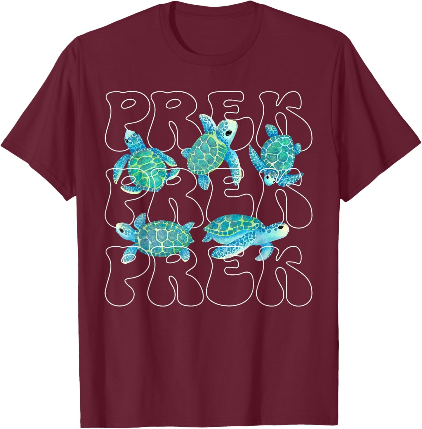 Pre K Teacher Sea Turtle Ocean Animal Lover Teach Beach Vibe T-Shirt - T-Shirt | Maroon