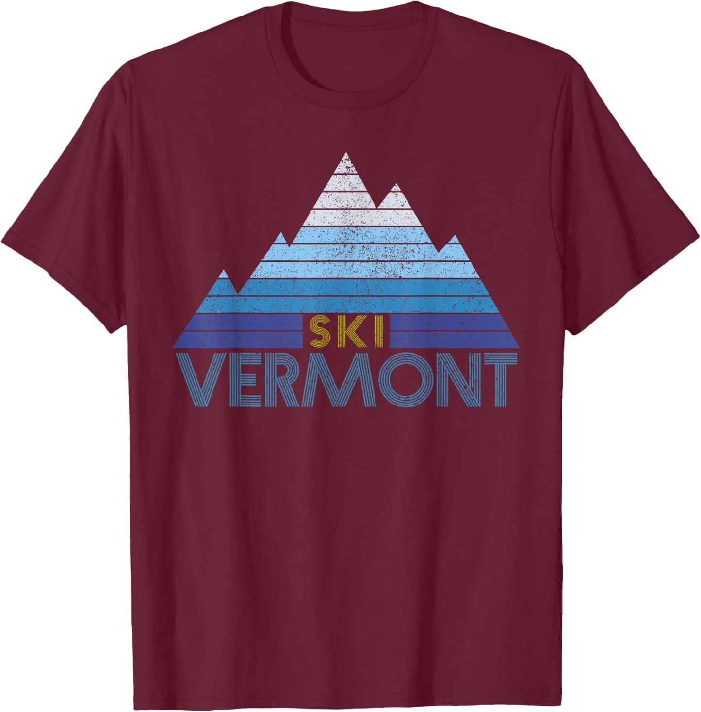 Vermont Ski Souvenir Vintage Mountain Sports Winter Sports T-Shirt - T-Shirt | Maroon